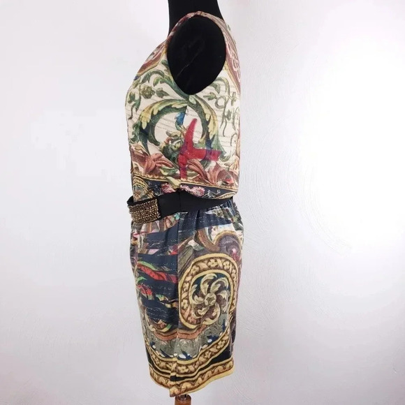 Desigual Scroll Medallion Egyptian Embroidered Sleeveless Blouson Dress S - Picture 2 of 13